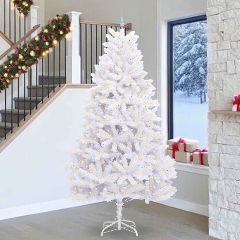 vidaXL Künstlicher klappbarer Weihnachtsbaum Weiß 180 cm PVC und Stahl
