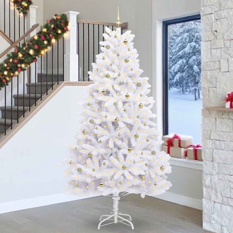 vidaXL Künstlicher klappbarer Weihnachtsbaum Weiß 180 cm PVC und Stahl