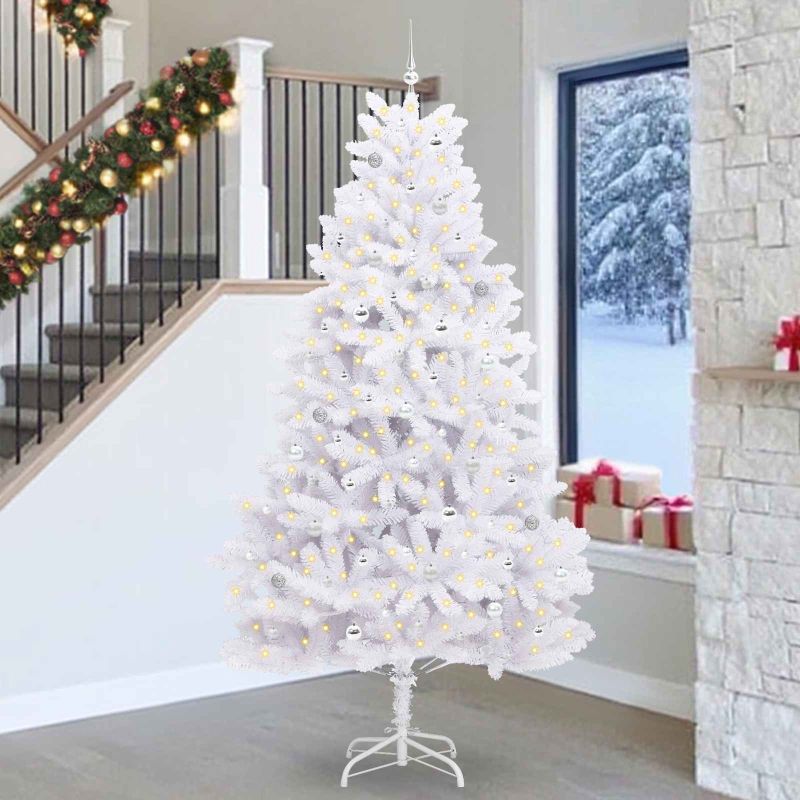 vidaXL Künstlicher klappbarer Weihnachtsbaum Weiß 180 cm PVC und Stahl