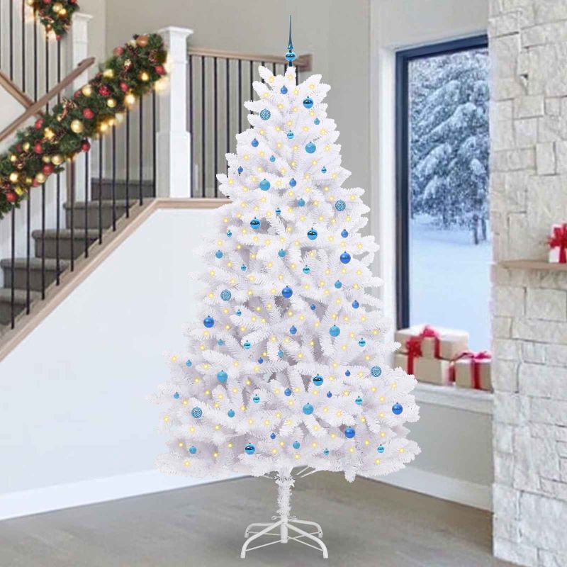vidaXL Künstlicher klappbarer Weihnachtsbaum Weiß 180 cm PVC und Stahl