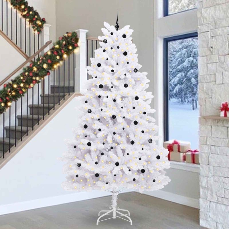 vidaXL Künstlicher klappbarer Weihnachtsbaum Weiß 180 cm PVC und Stahl