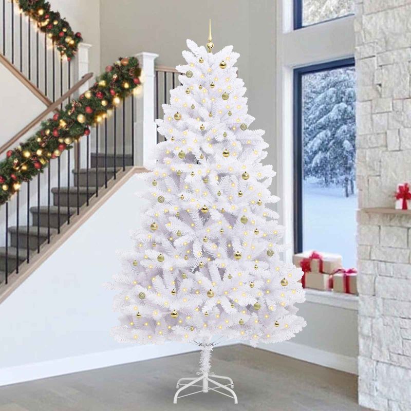vidaXL Künstlicher klappbarer Weihnachtsbaum Weiß 180 cm PVC und Stahl