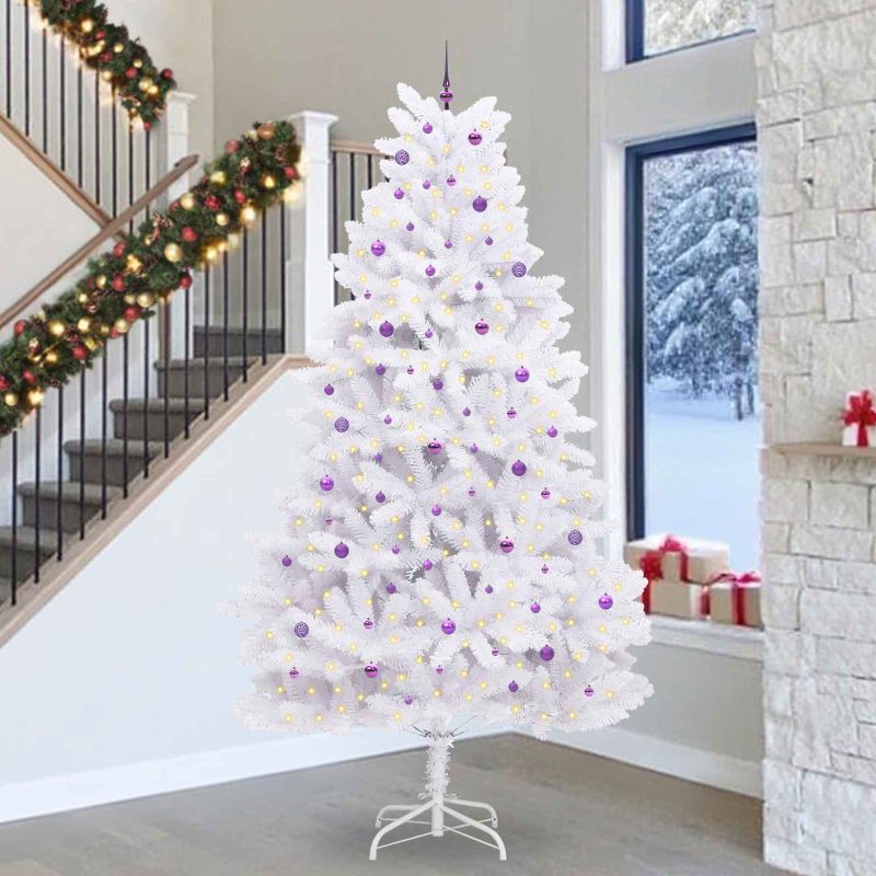vidaXL Künstlicher klappbarer Weihnachtsbaum Weiß 180 cm PVC und Stahl
