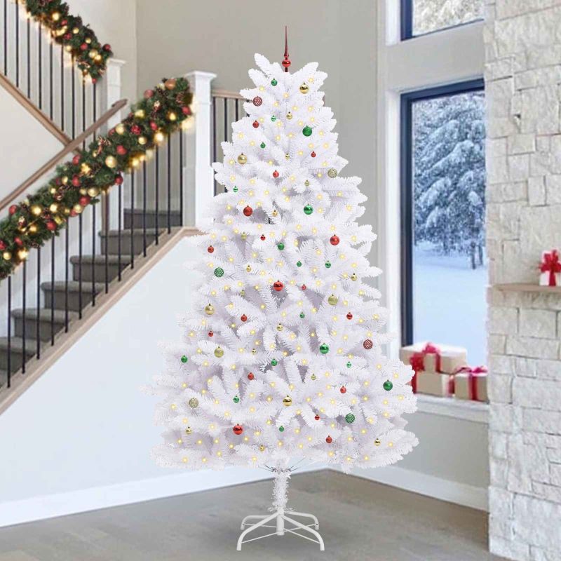 vidaXL Künstlicher klappbarer Weihnachtsbaum Weiß 180 cm PVC und Stahl