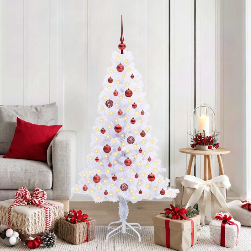 vidaXL Künstlicher Weihnachtsbaum Weiß 120 cm PVC und Stahl