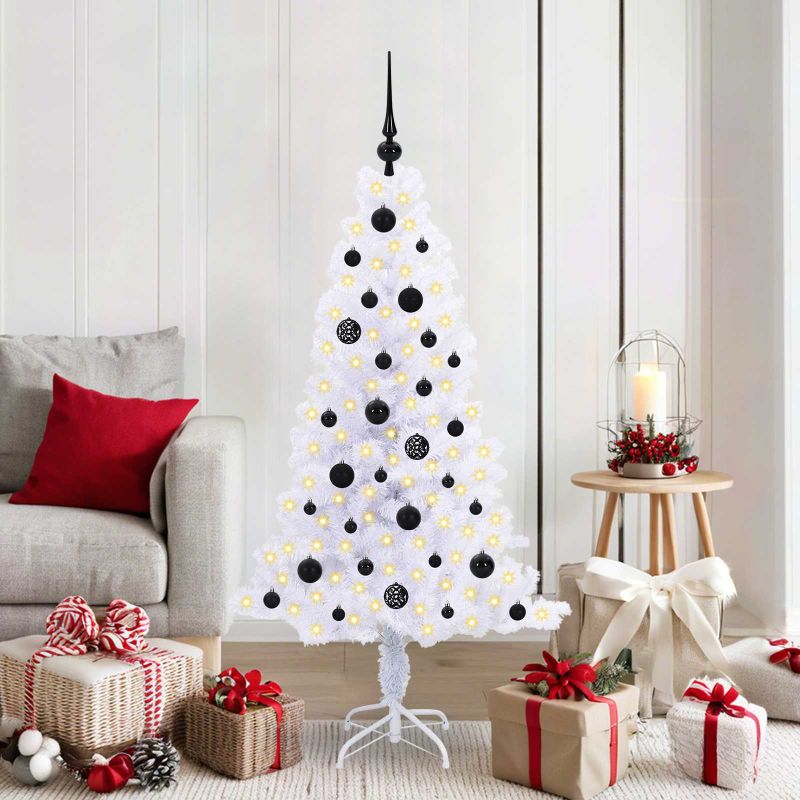 vidaXL Künstlicher Weihnachtsbaum Weiß 120 cm PVC und Stahl