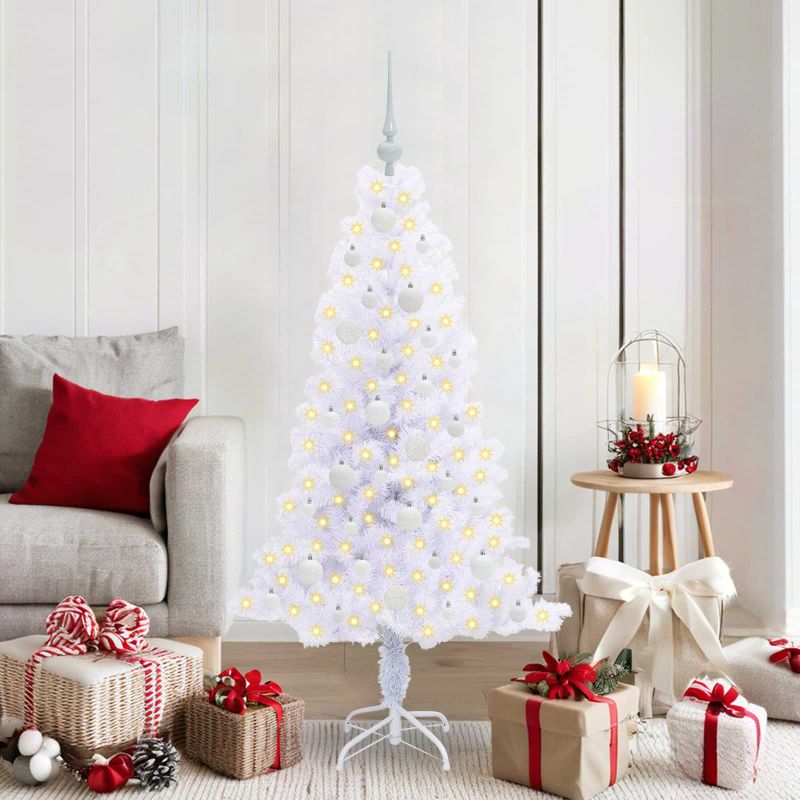 vidaXL Künstlicher Weihnachtsbaum Weiß 120 cm PVC und Stahl