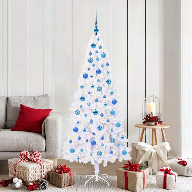 vidaXL Künstlicher Weihnachtsbaum Weiß 180 cm PVC und Stahl