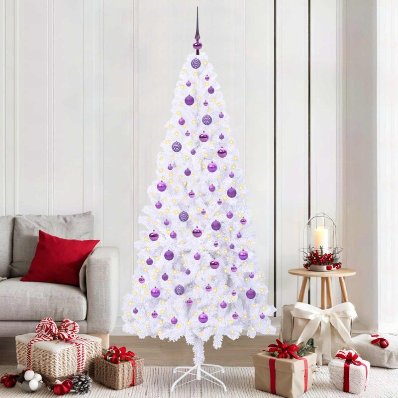 vidaXL Künstlicher Weihnachtsbaum Weiß 210 cm PVC und Stahl