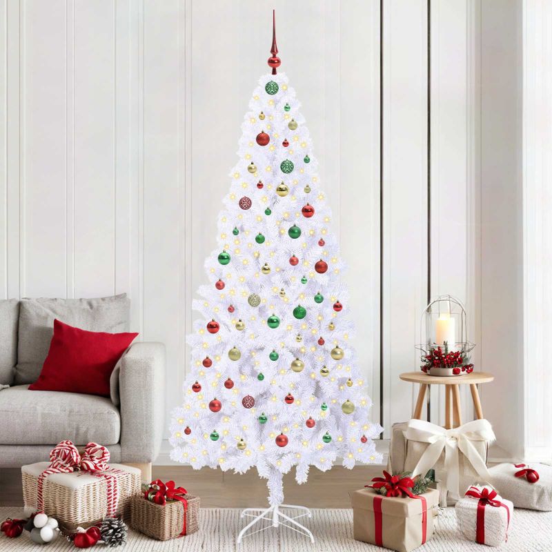 vidaXL Künstlicher Weihnachtsbaum Weiß 210 cm PVC und Stahl