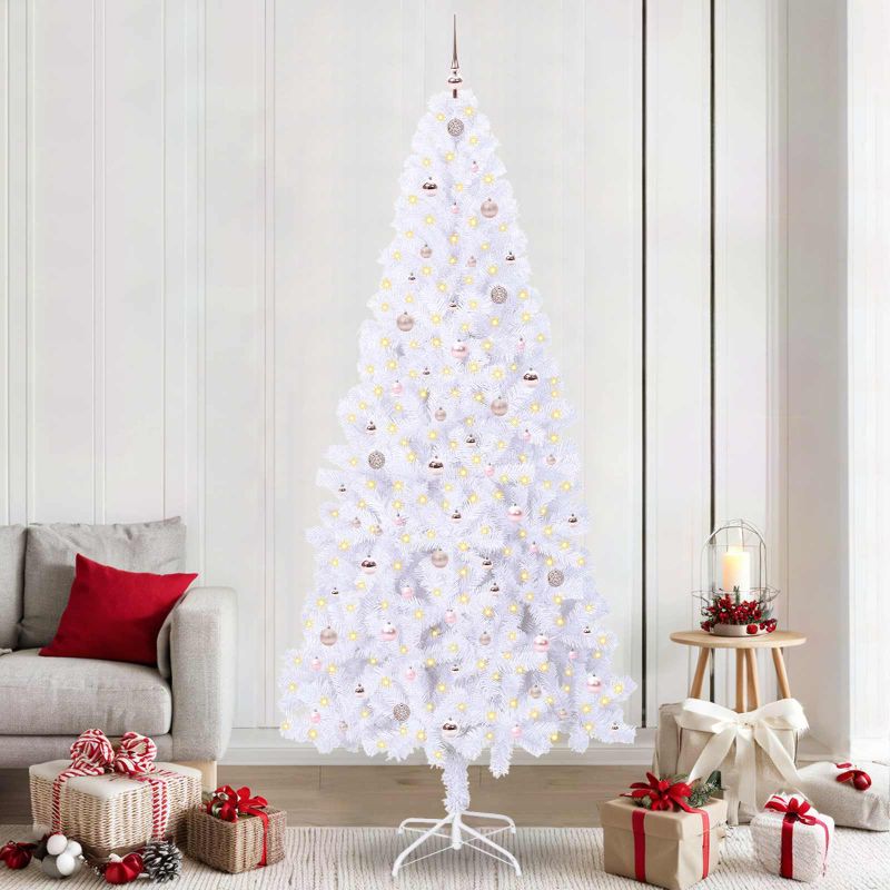 vidaXL Künstlicher Weihnachtsbaum Weiß 210 cm PVC und Stahl