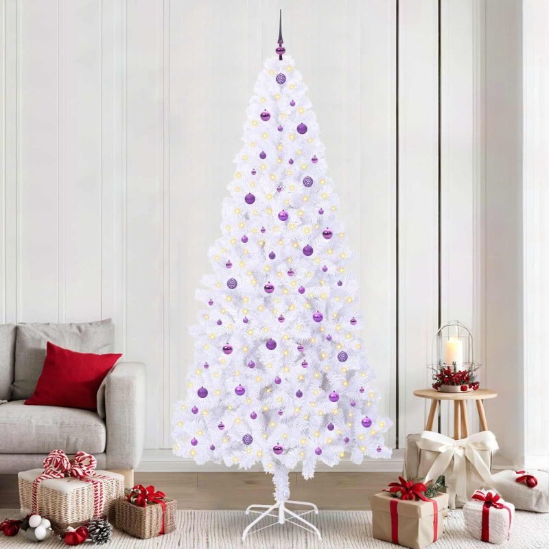 vidaXL Künstlicher Weihnachtsbaum Weiß 210 cm PVC und Stahl