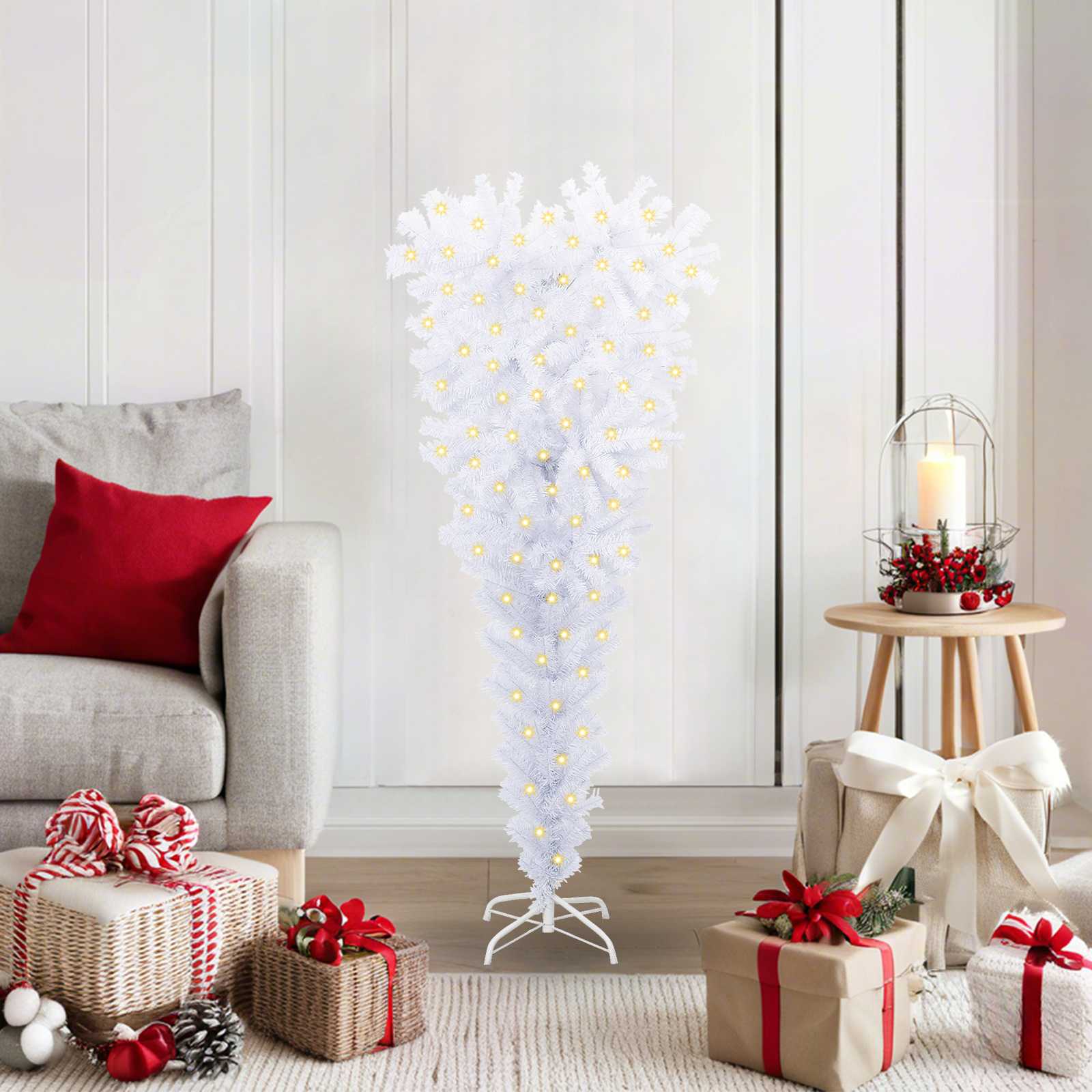 vidaXL Künstlicher Weihnachtsbaum Weiß 120 cm PVC und Stahl