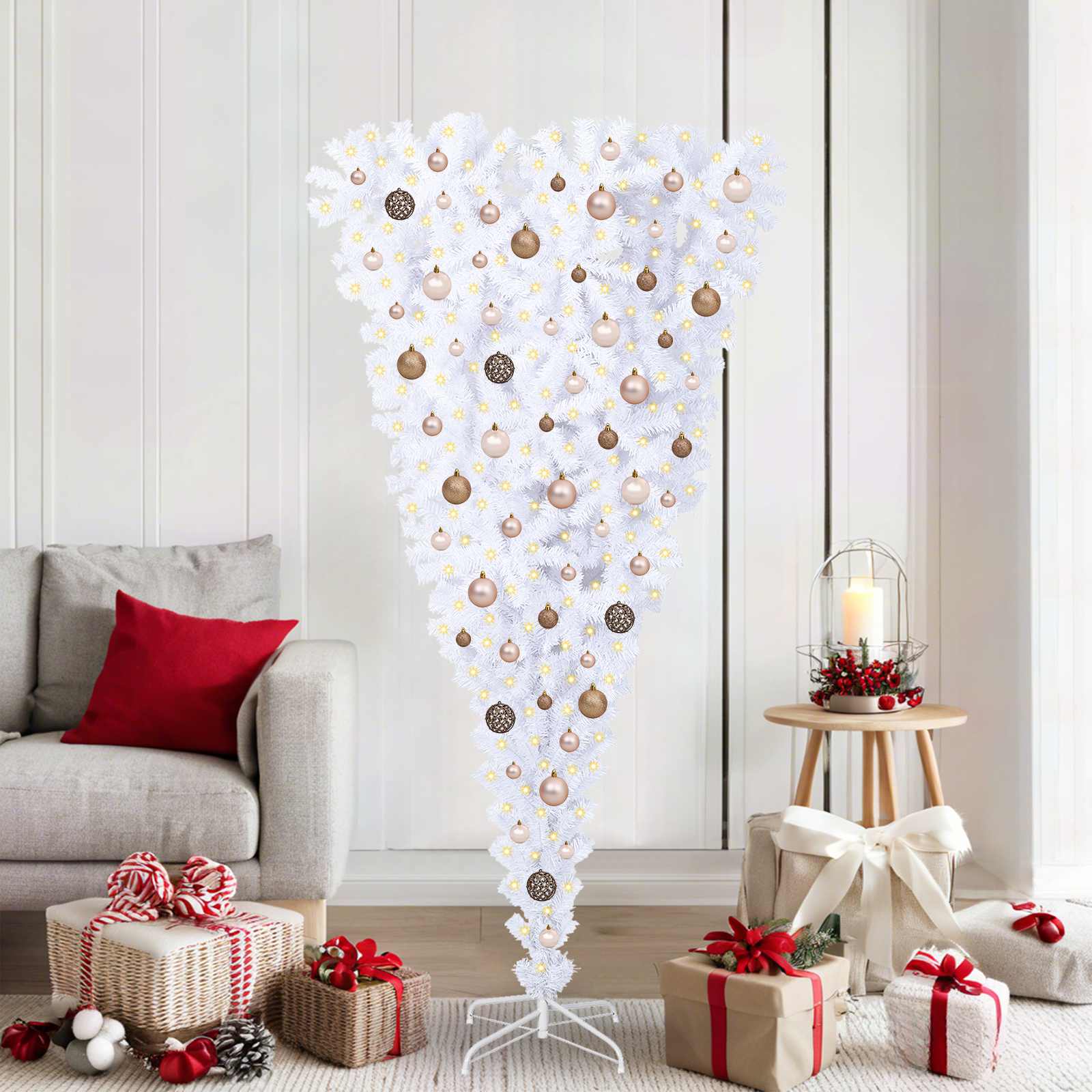 vidaXL Künstlicher Weihnachtsbaum Weiß 180 cm PVC und Stahl