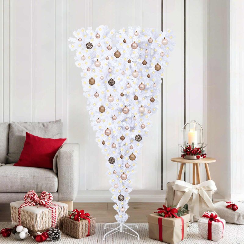 vidaXL Künstlicher Weihnachtsbaum Weiß 180 cm PVC und Stahl