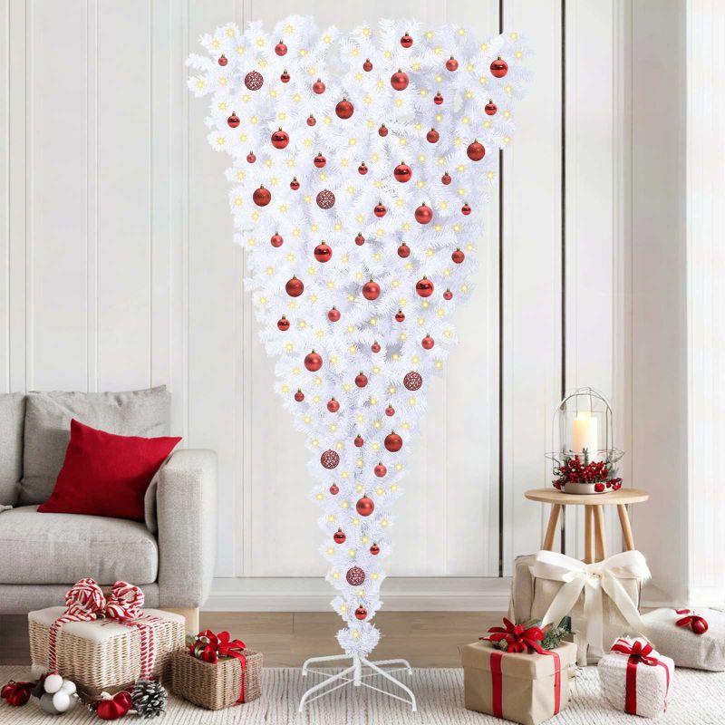 vidaXL Künstlicher Weihnachtsbaum Weiß 180 cm PVC und Stahl