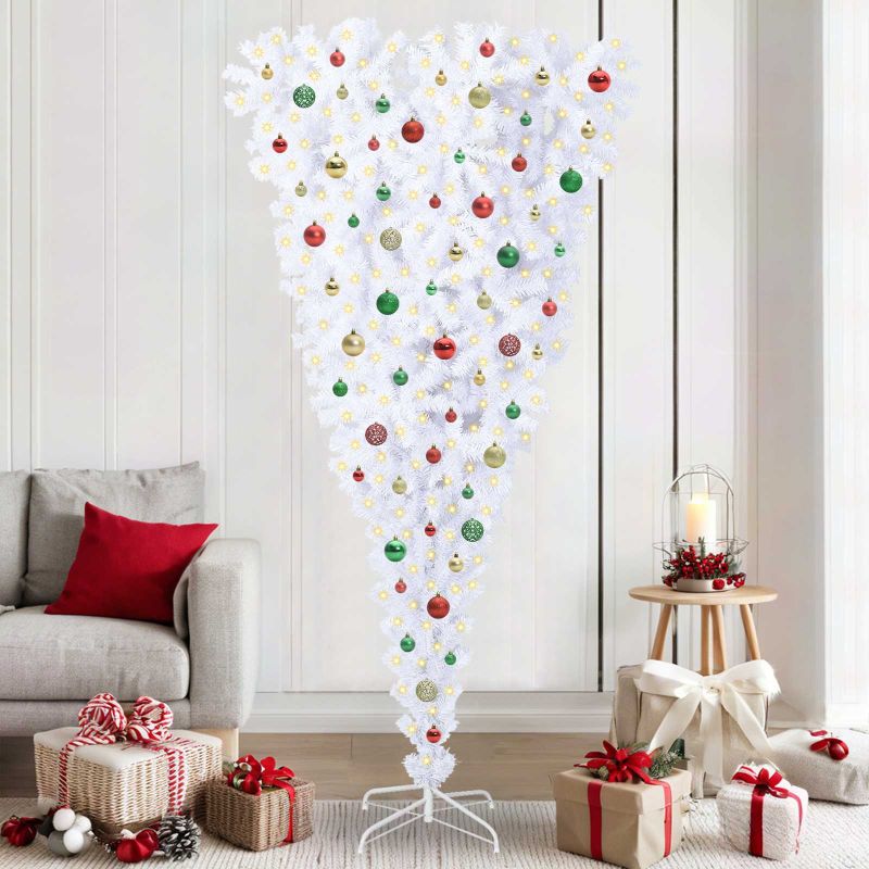 vidaXL Künstlicher Weihnachtsbaum Weiß 180 cm PVC und Stahl