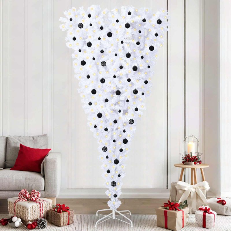 vidaXL Künstlicher Weihnachtsbaum Weiß 180 cm PVC und Stahl