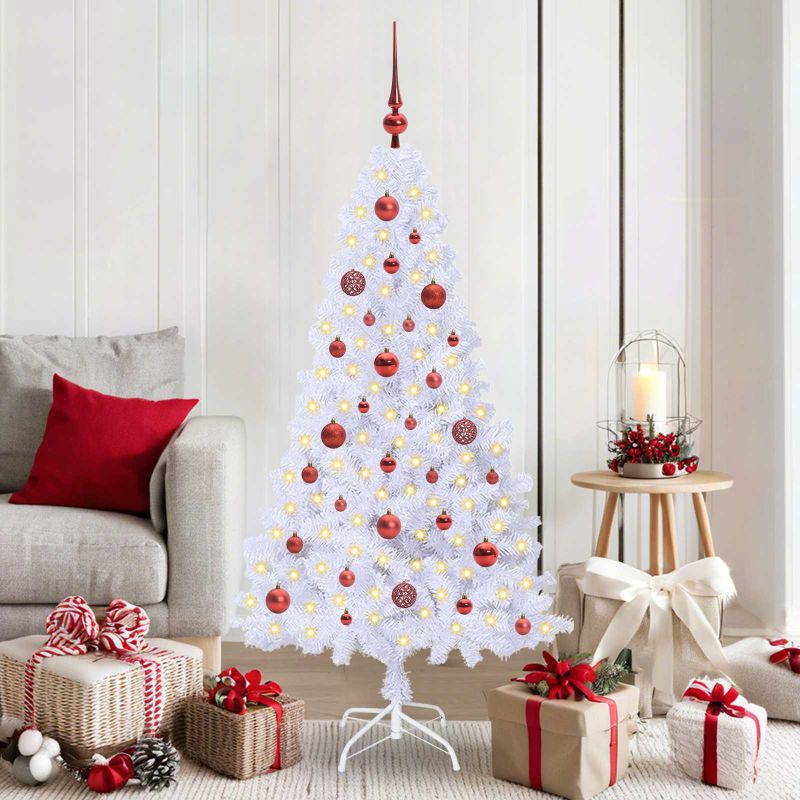 vidaXL Künstlicher Weihnachtsbaum Weiß 120 cm PVC und Stahl