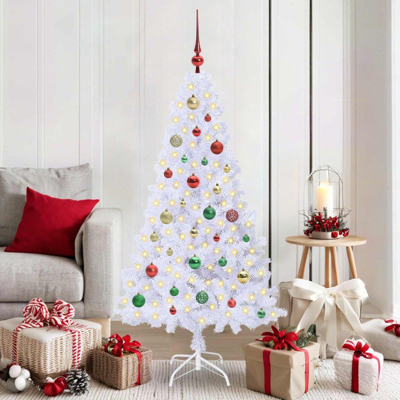 vidaXL Künstlicher Weihnachtsbaum Weiß 120 cm PVC und Stahl