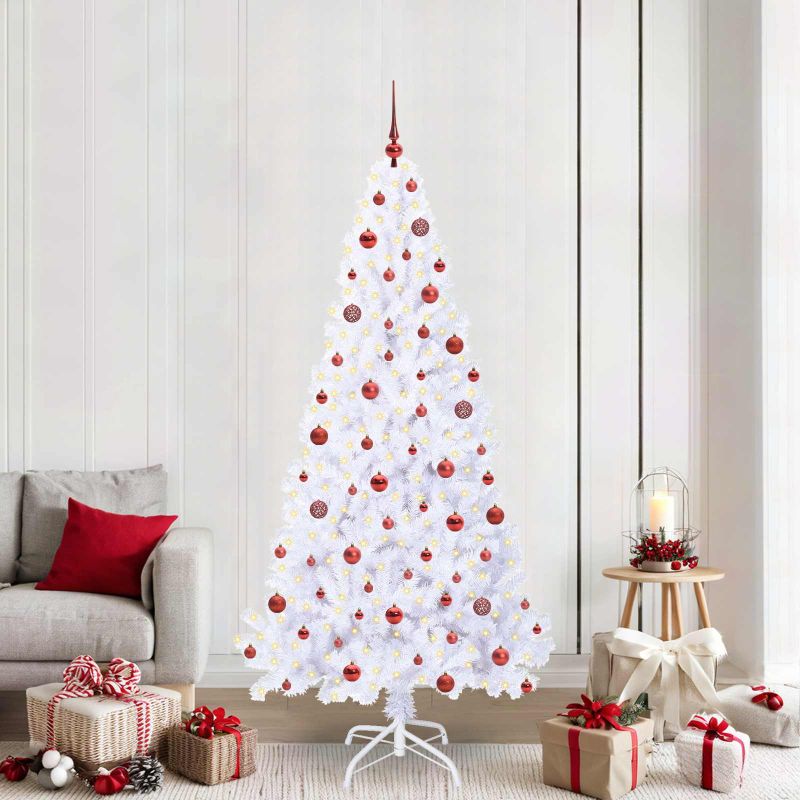vidaXL Künstlicher Weihnachtsbaum Weiß 180 cm PVC und Stahl