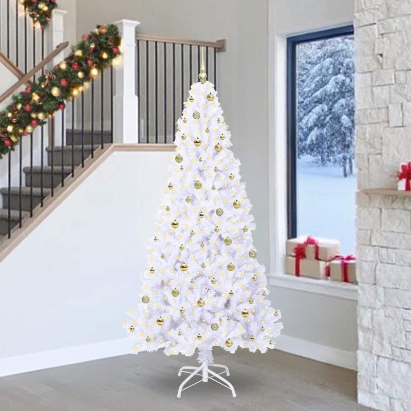 vidaXL Künstlicher Weihnachtsbaum Weiß 180 cm PVC und Stahl