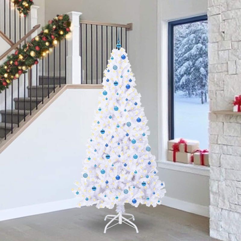 vidaXL Künstlicher Weihnachtsbaum Weiß 180 cm PVC und Stahl