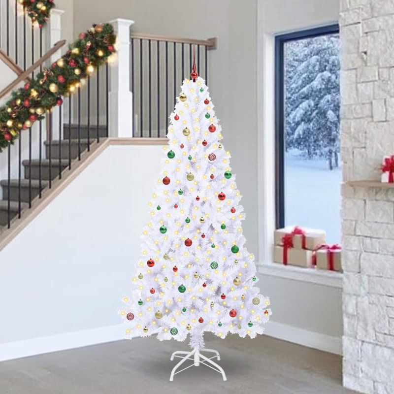 vidaXL Künstlicher Weihnachtsbaum Weiß 180 cm PVC und Stahl