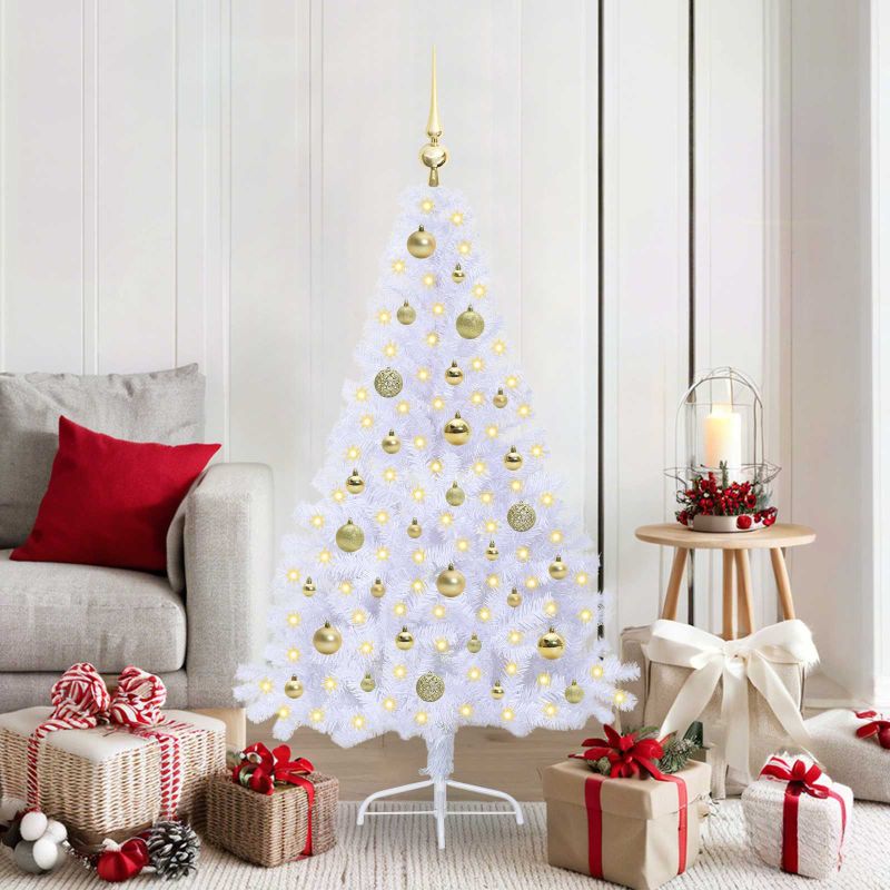 vidaXL Künstlicher Weihnachtsbaum Weiß 120 cm PVC und Stahl