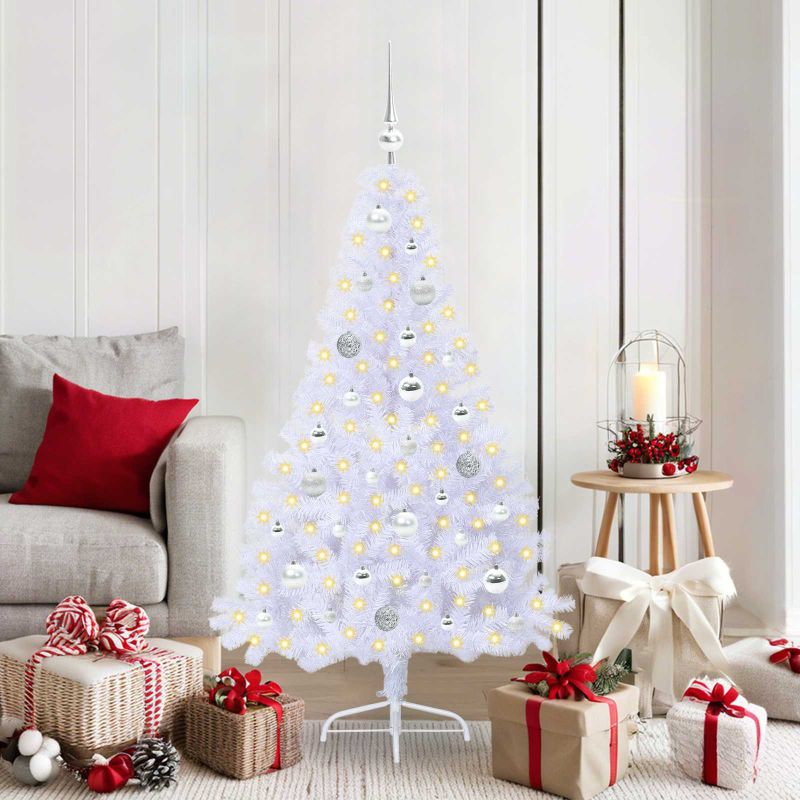 vidaXL Künstlicher Weihnachtsbaum Weiß 120 cm PVC und Stahl
