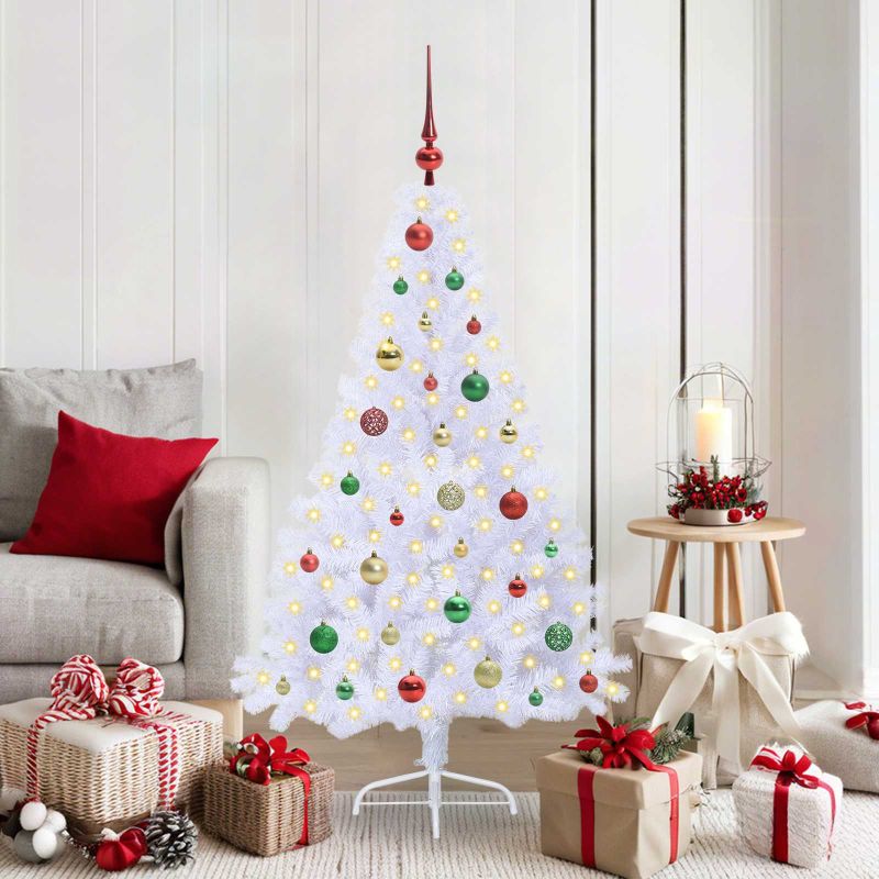 vidaXL Künstlicher Weihnachtsbaum Weiß 120 cm PVC und Stahl