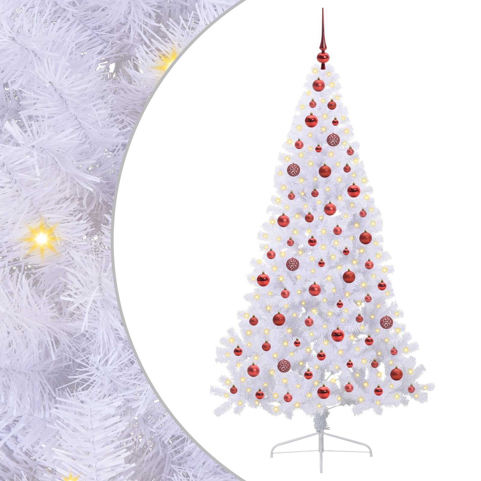 vidaXL Künstlicher Weihnachtsbaum Weiß 180 cm PVC und Stahl