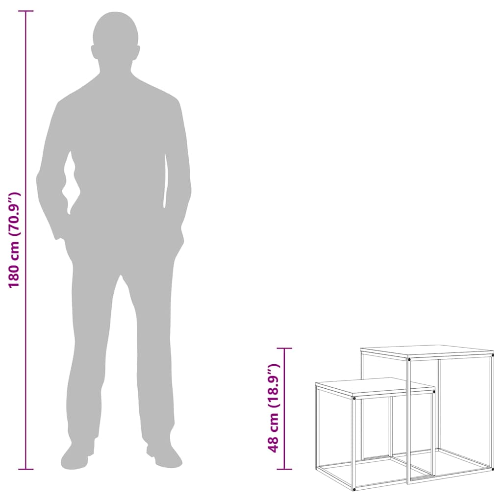 vidaXL Couchtisch-Set 2-tlg. Holzwerkstoff und Metall