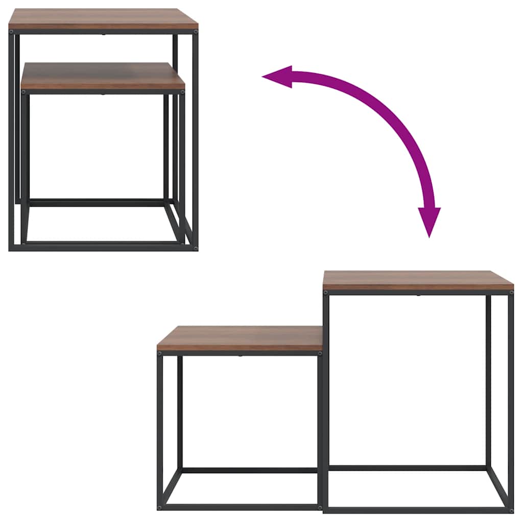 vidaXL Couchtisch-Set 2-tlg. Holzwerkstoff und Metall