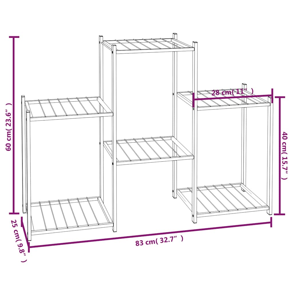 vidaXL Blumenständer 83x25x60 cm Schwarz Eisen