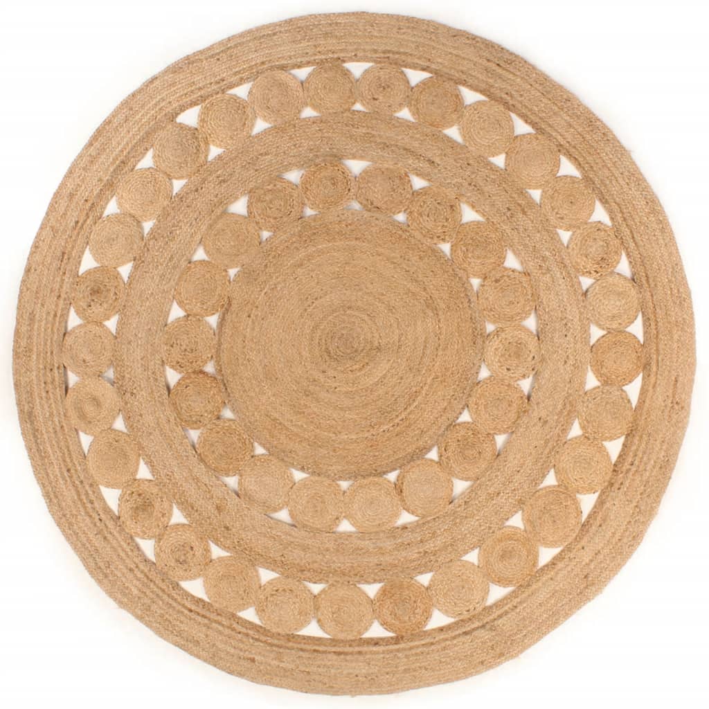 Teppich Flechtmuster Jute 90 cm Rund