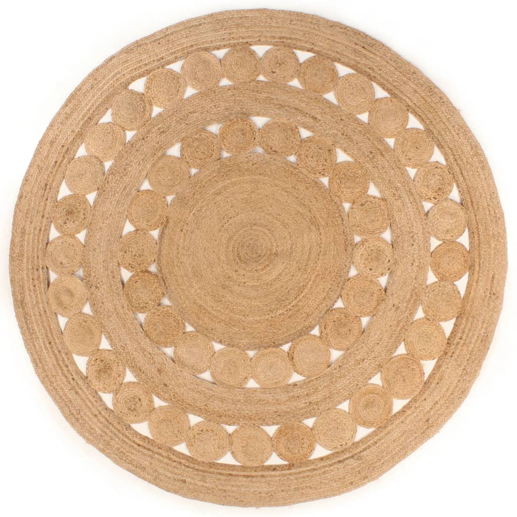 Teppich Flechtmuster Jute 90 cm Rund