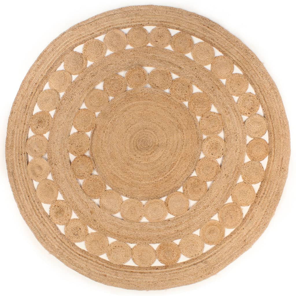 Teppich Flechtmuster Jute 90 cm Rund