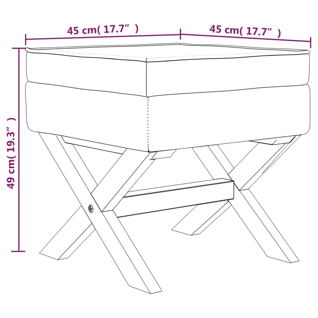 vidaXL Hocker mit Stauraum 45x45x49 cm Leinen