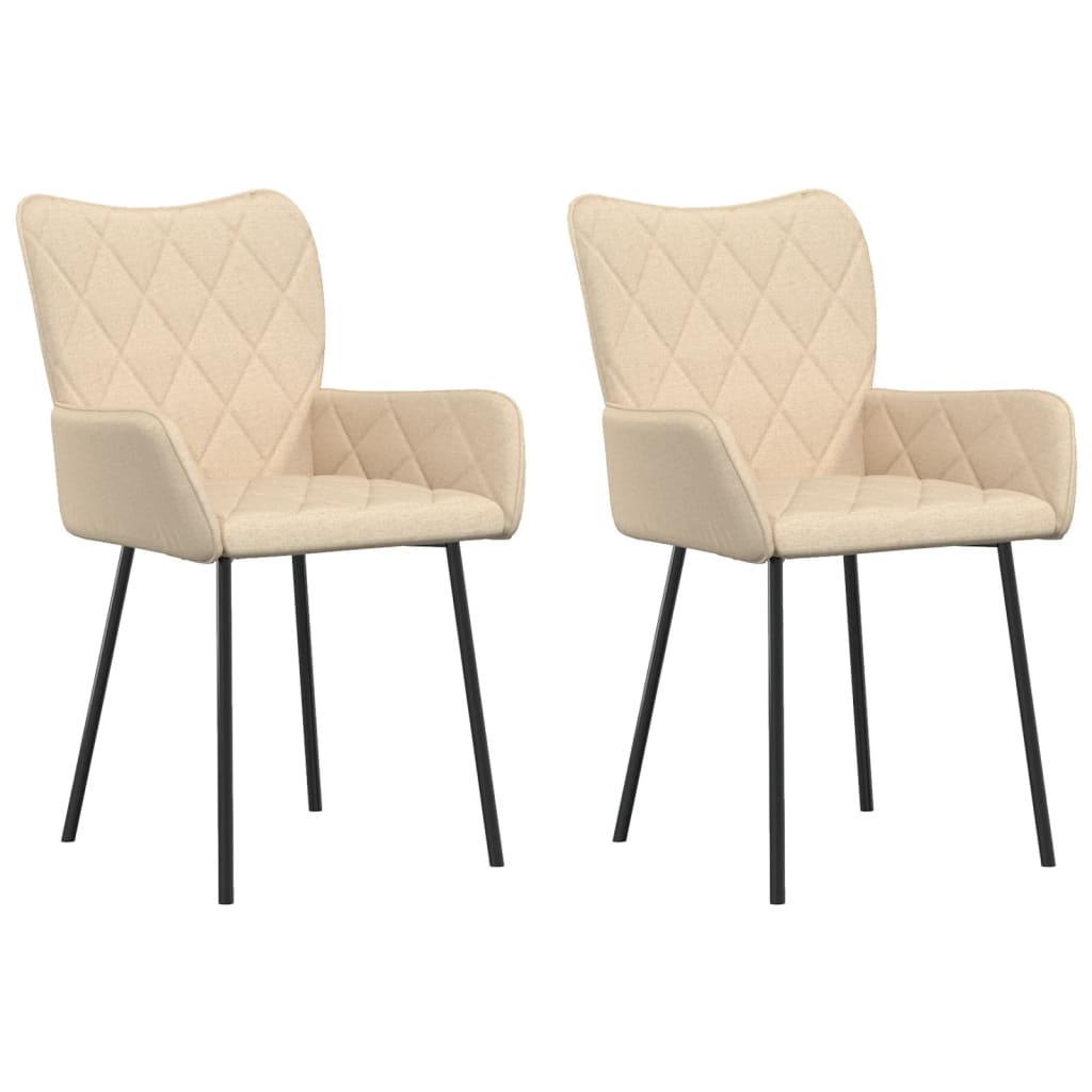 vidaXL Esszimmerstühle 2 Stk. Creme Stoff