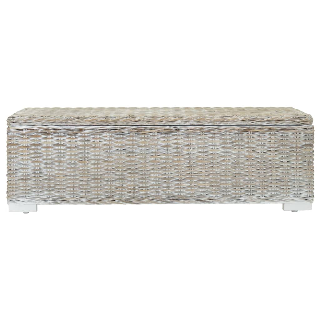 vidaXL Truhe Weiß 110 cm Natur Kubu Rattan & Massivholz Mahagoni