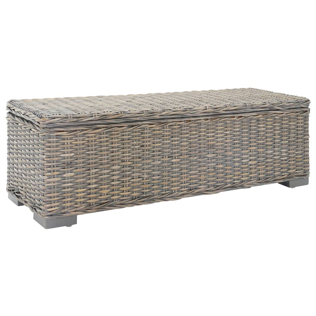 vidaXL Truhe Weiß 110 cm Natur Kubu Rattan & Massivholz Mahagoni