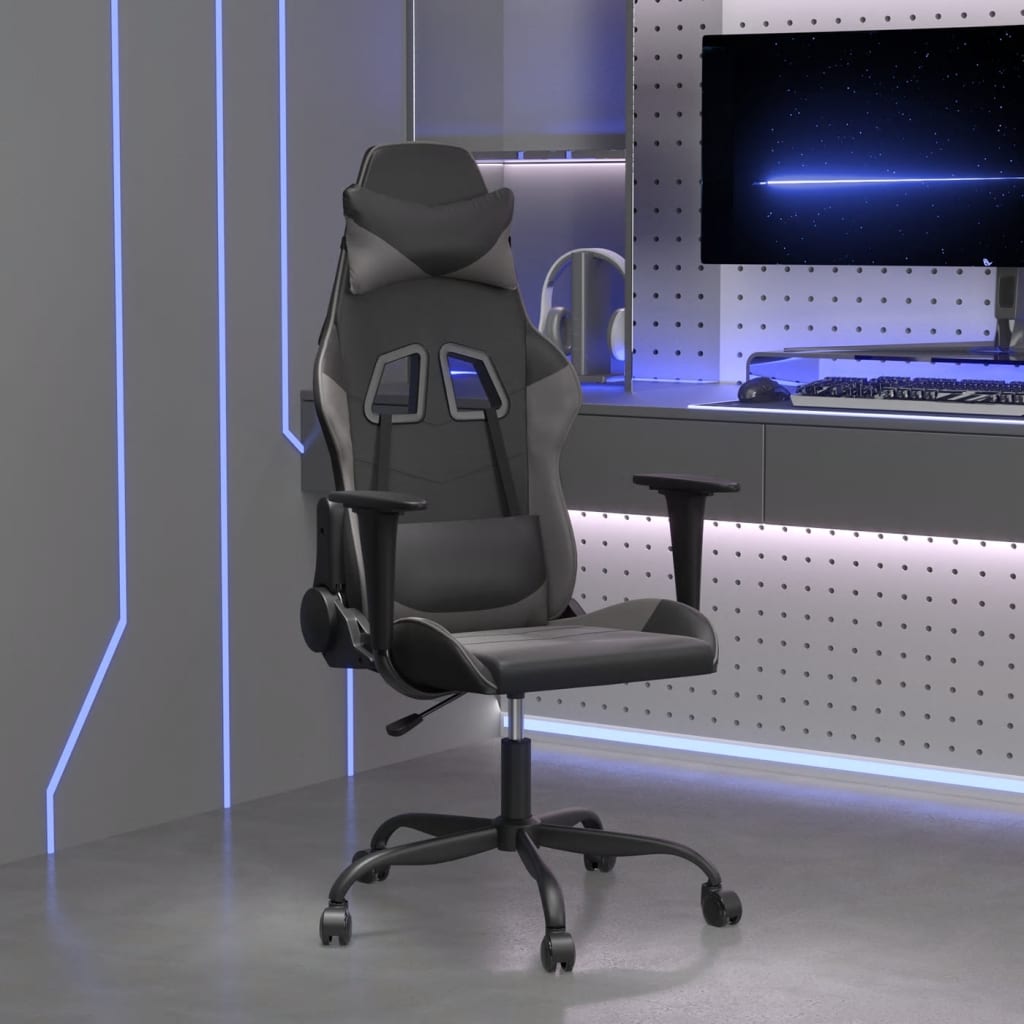 vidaXL Gaming-Stuhl mit Massagefunktion Schwarz und Blau Kunstleder