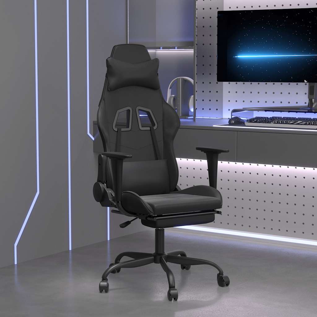 vidaXL Gaming-Stuhl mit Massagefunktion Schwarz und Blau Kunstleder