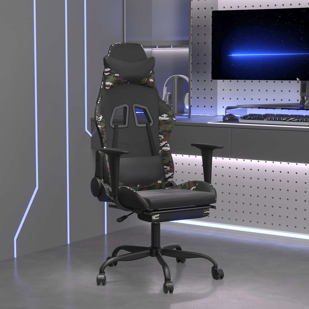 vidaXL Gaming-Stuhl mit Massagefunktion Schwarz und Blau Kunstleder