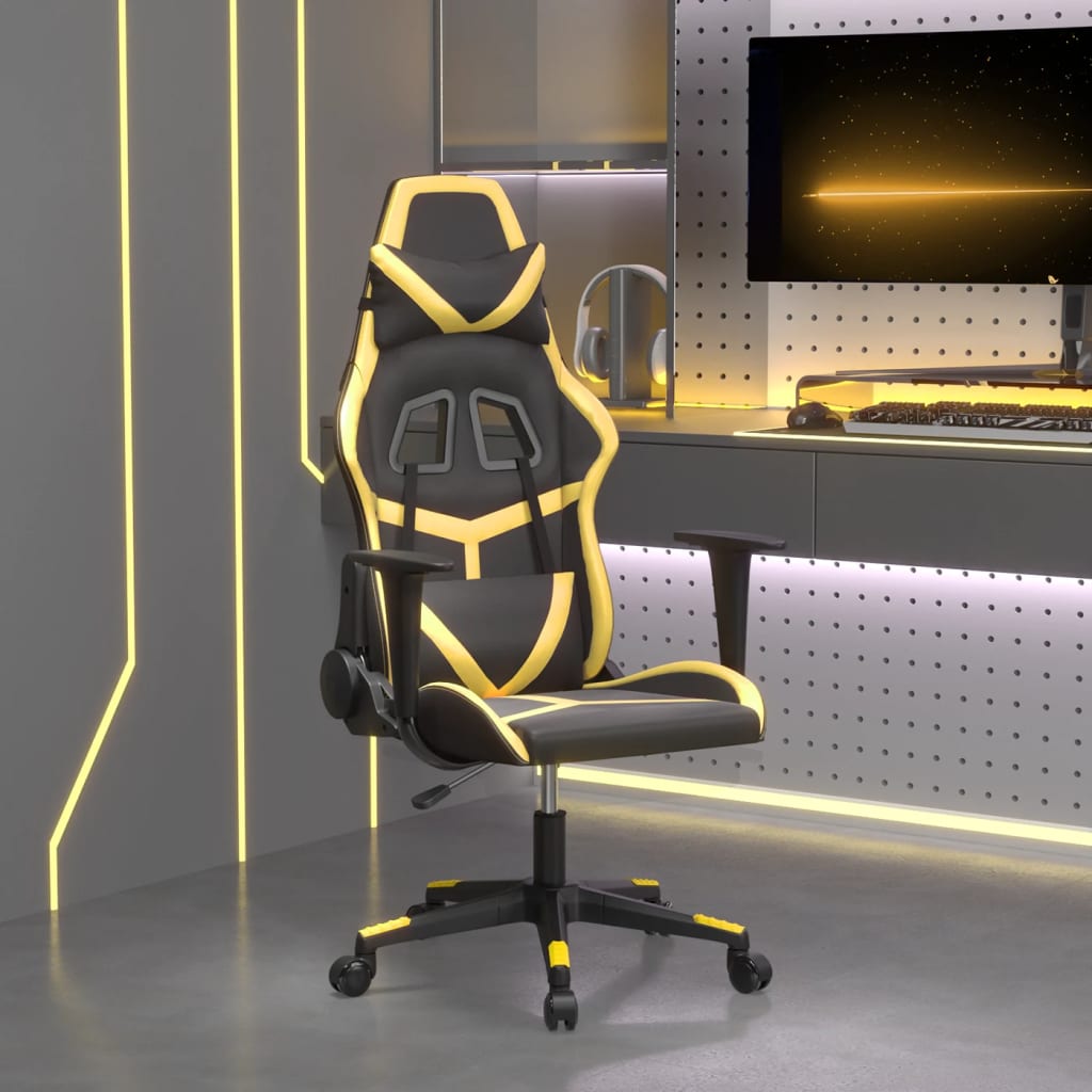 vidaXL Gaming-Stuhl mit Massagefunktion Schwarz und Blau Kunstleder