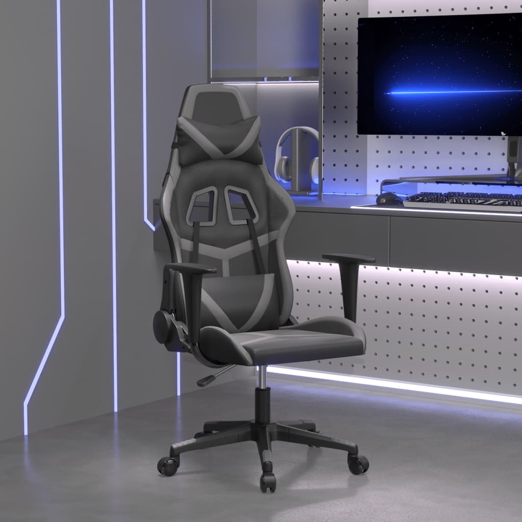 vidaXL Gaming-Stuhl mit Massagefunktion Schwarz und Blau Kunstleder
