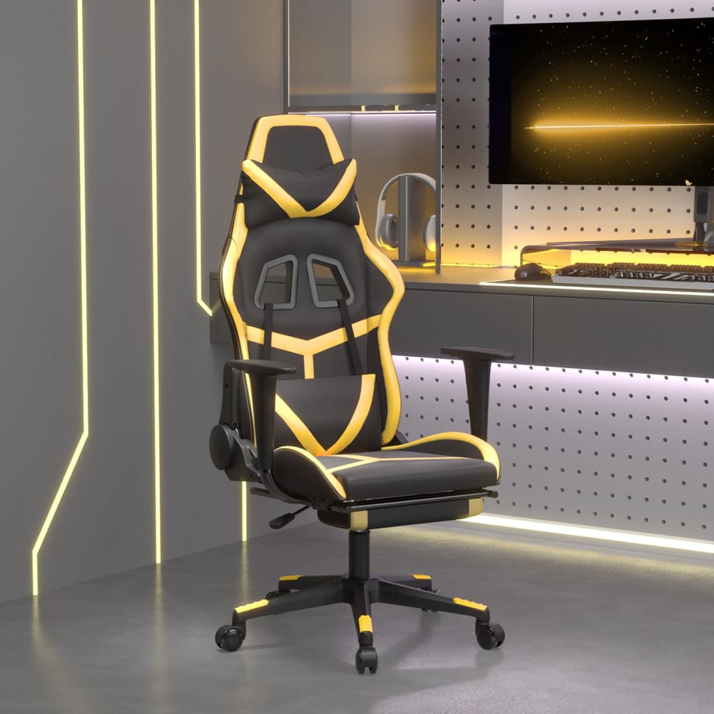 vidaXL Gaming-Stuhl mit Massagefunktion Schwarz und Blau Kunstleder