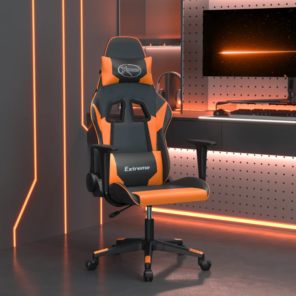 vidaXL Gaming-Stuhl mit Massagefunktion Schwarz und Blau Kunstleder