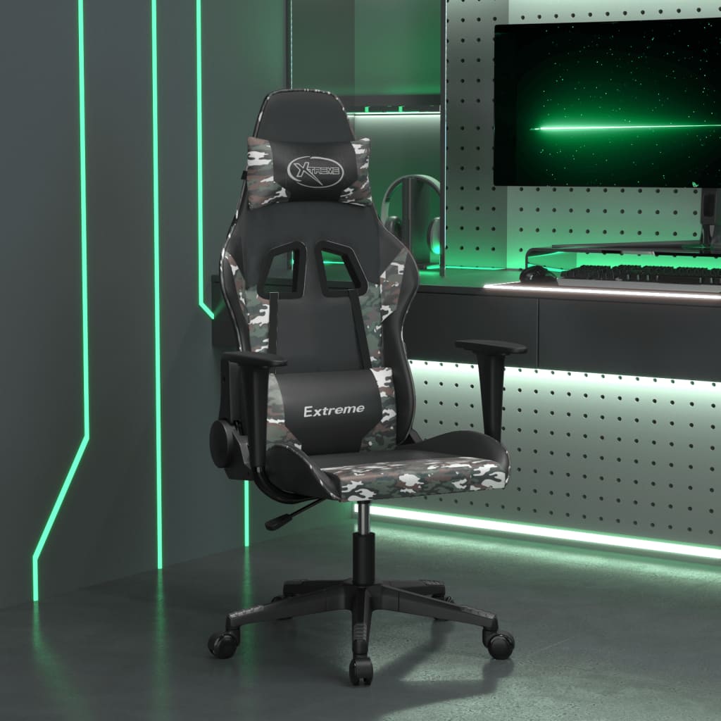 vidaXL Gaming-Stuhl mit Massagefunktion Schwarz und Blau Kunstleder